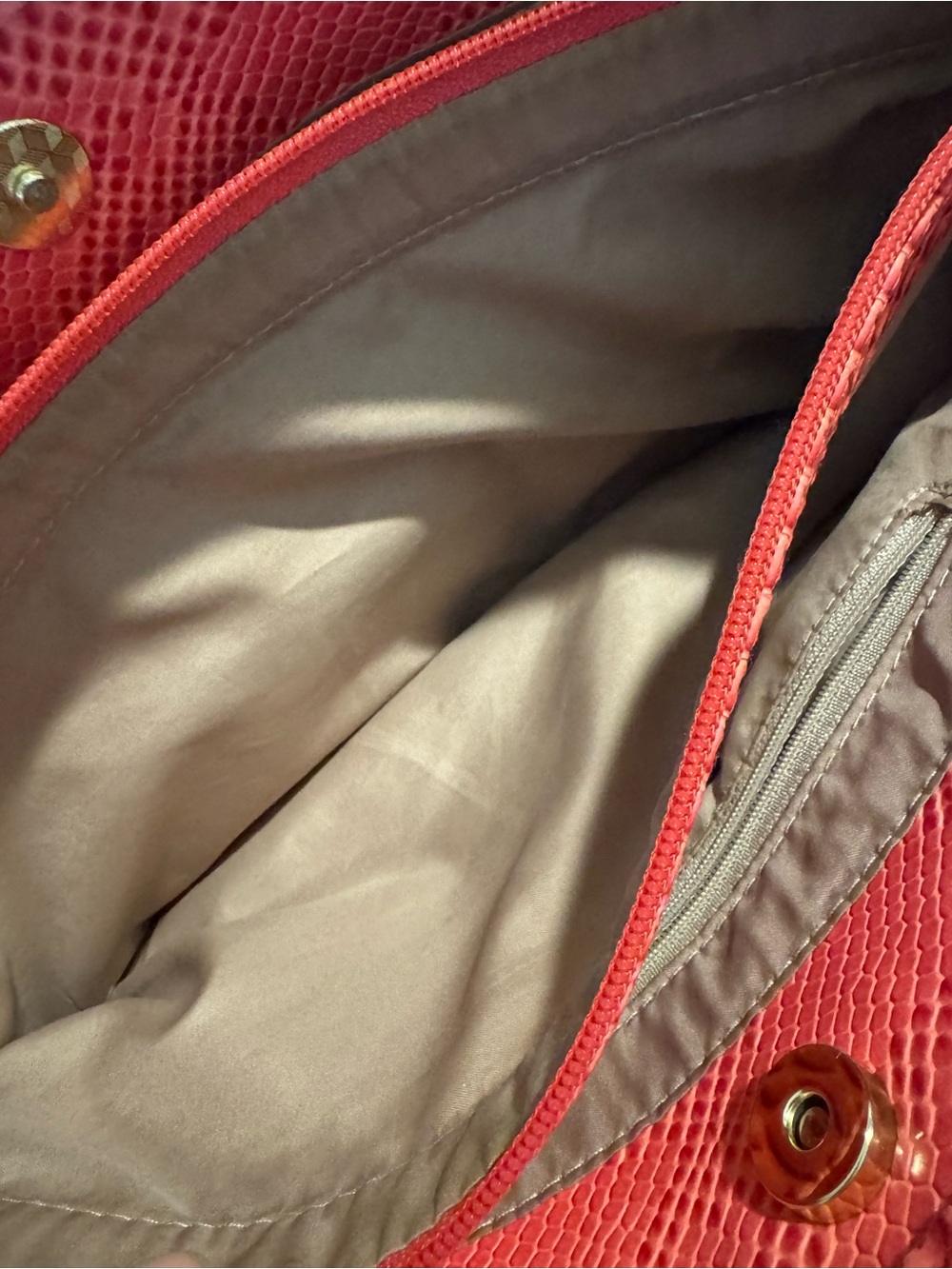 Nicole by Nicole Miller Coral-Red Snake-Embossed Shoulder Tote - Picture 9 of 11